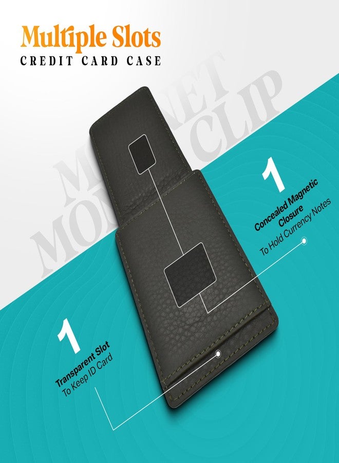 Adamis Genuine Leather Magnet Money Clip RFID Protected Wallet and Card Holder for Men and Women Strong and Durable Wallet, 5 Slots, W340 Green - Image 3